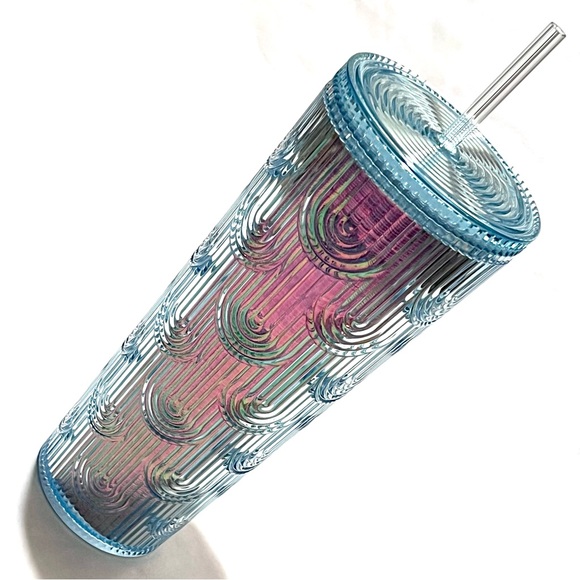 Starbucks Iridescent Mermaid Scale Cold Cup Tumbler with Straw 24oz Blue - Picture 6 of 13